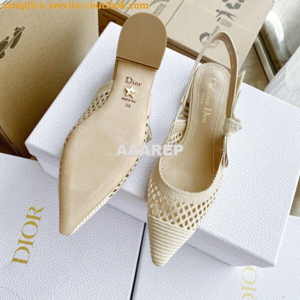 Replica Dior J'adior Slingback Pump Black Cream Embroidery KCP882 6