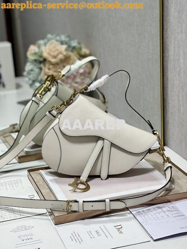 Replica Dior Saddle Bag With Strap Grained Calfskin M0455 Latte 13