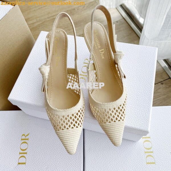 Replica Dior J'adior Slingback Pump Black Cream Embroidery KCP882 7