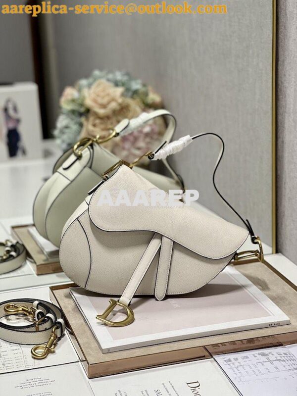 Replica Dior Saddle Bag With Strap Grained Calfskin M0455 Latte 14