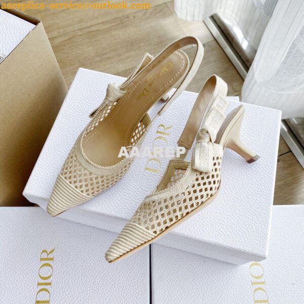 Replica Dior J'adior Slingback Pump Black Cream Embroidery KCP882 8