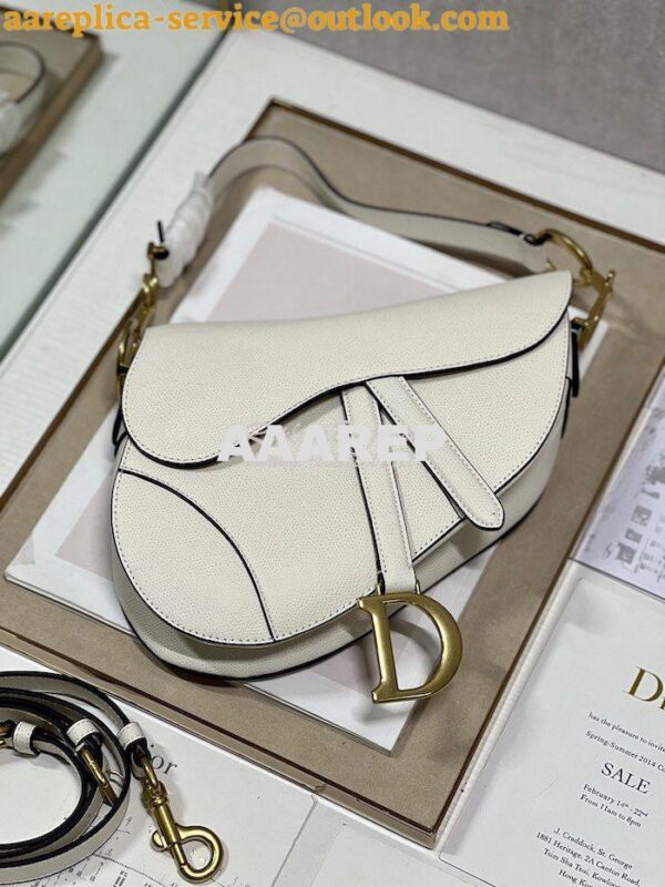 Replica Dior Saddle Bag With Strap Grained Calfskin M0455 Latte 16