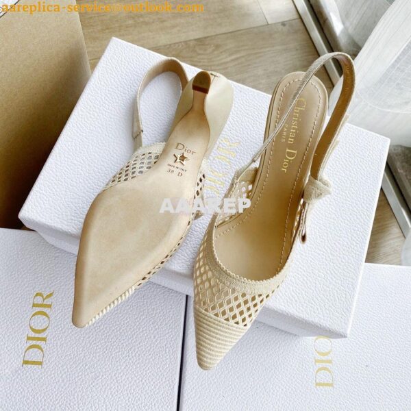 Replica Dior J'adior Slingback Pump Black Cream Embroidery KCP882 12