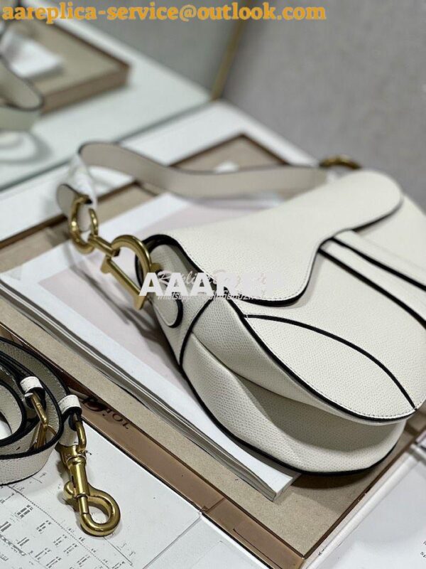 Replica Dior Saddle Bag With Strap Grained Calfskin M0455 Latte 18