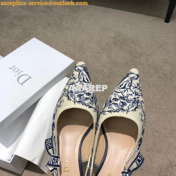 Replica Dior J'adior Slingback Blue Ecru Embroidered with Toile de Jou 9