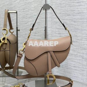 Replica Dior Saddle Bag With Strap Grained Calfskin M0455 Warm Taupe