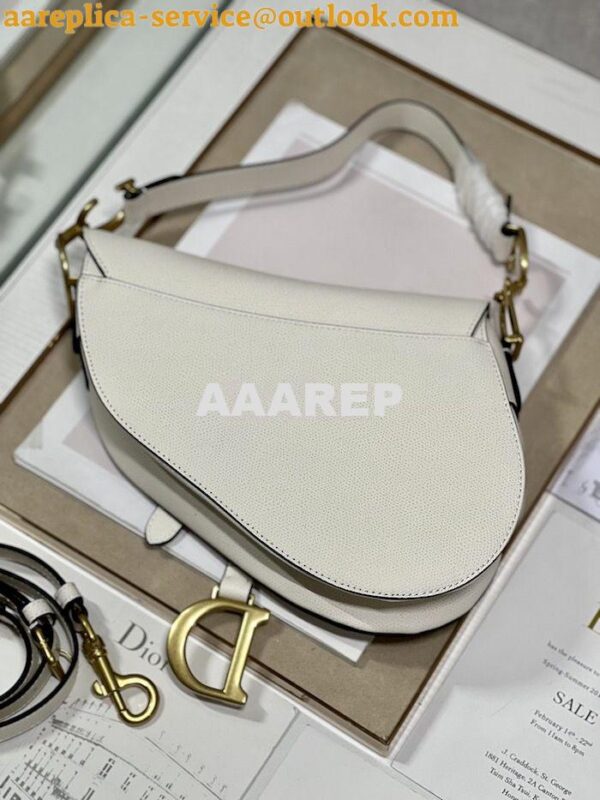 Replica Dior Saddle Bag With Strap Grained Calfskin M0455 Latte 21