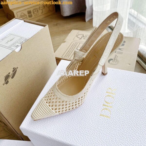 Replica Dior J'adior Slingback Pump Black Cream Embroidery KCP882 16