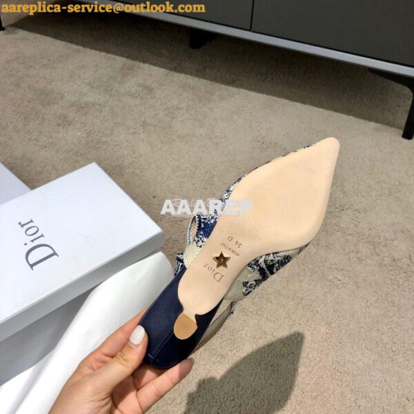 Replica Dior J'adior Slingback Blue Ecru Embroidered with Toile de Jou 12