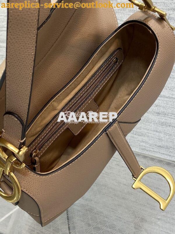 Replica Dior Saddle Bag With Strap Grained Calfskin M0455 Warm Taupe 8