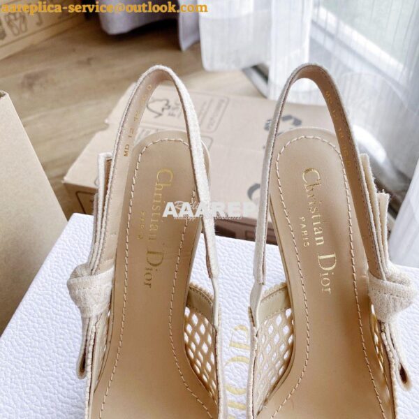 Replica Dior J'adior Slingback Pump Black Cream Embroidery KCP882 18