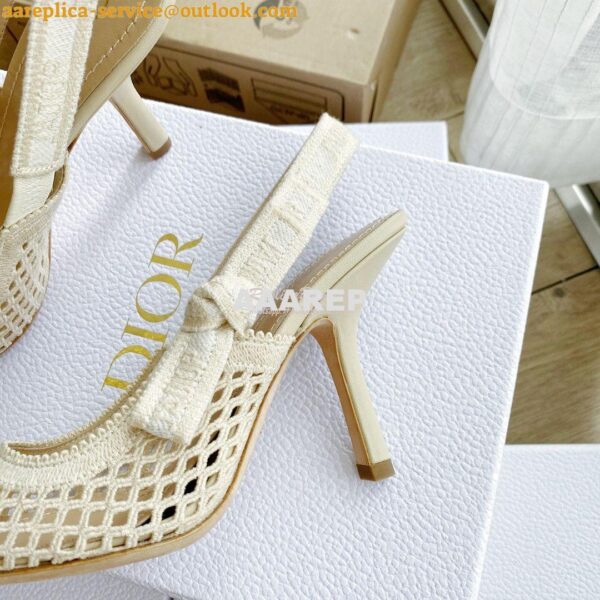 Replica Dior J'adior Slingback Pump Black Cream Embroidery KCP882 19