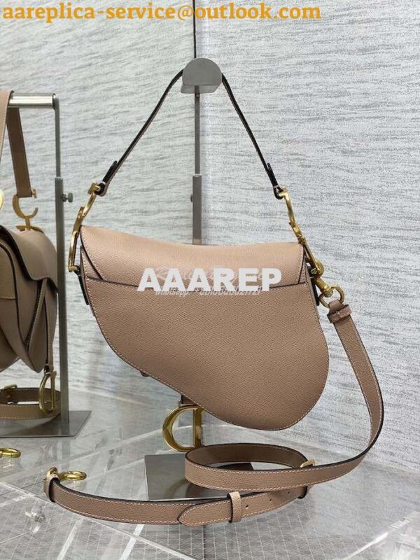 Replica Dior Saddle Bag With Strap Grained Calfskin M0455 Warm Taupe 11