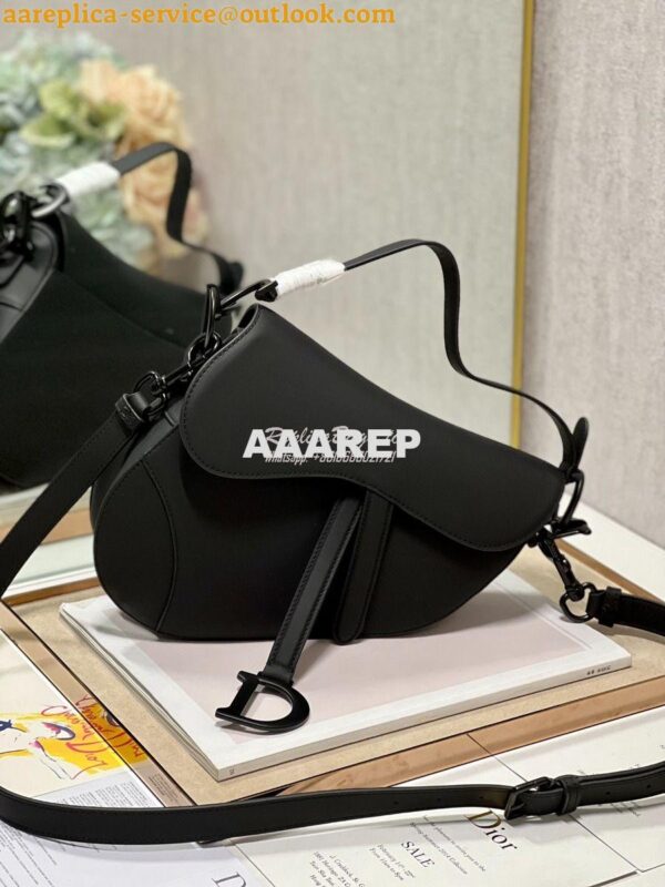 Replica Dior Saddle Bag With Strap Ultra Matte Calfskin M0455 Black 5