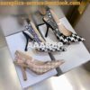 Replica Dior J'adior Slingback Cream Black Embroidered Cotton KCP799