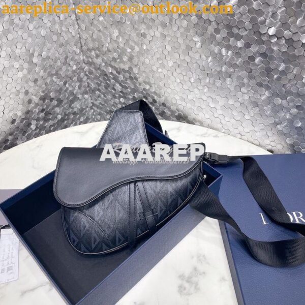 Replica Dior Saddle Black CD Diamond Canvas and Smooth Calfskin 1ADPO0 3