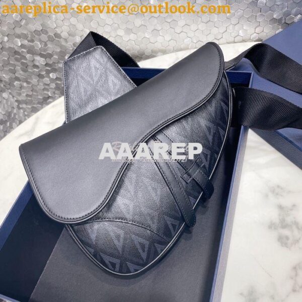 Replica Dior Saddle Black CD Diamond Canvas and Smooth Calfskin 1ADPO0 4