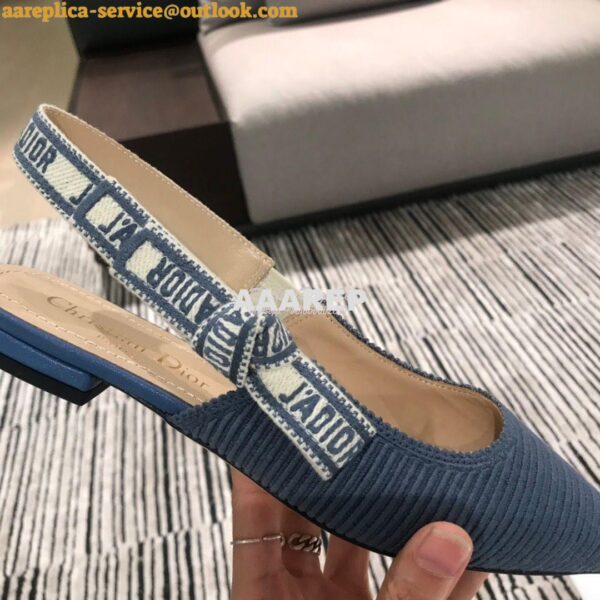 Replica Dior J'adior Slingback Denim Blue Embroidered Cotton KCP799 9