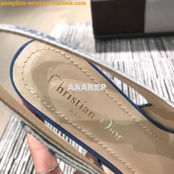 Replica Dior J'adior Slingback Denim Blue Embroidered Cotton KCP799 10