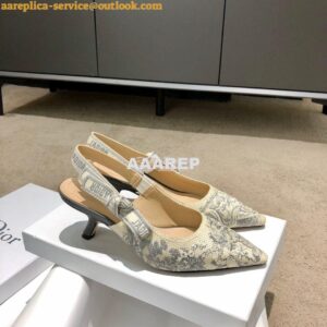 Replica Dior J'adior Slingback Grey Ecru Embroidered with Toile de Jou