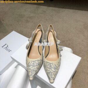 Replica Dior J'adior Slingback Grey Ecru Embroidered with Toile de Jou 2