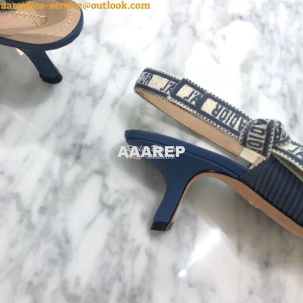 Replica Dior J'adior Slingback Denim Blue Embroidered Cotton KCP799 16