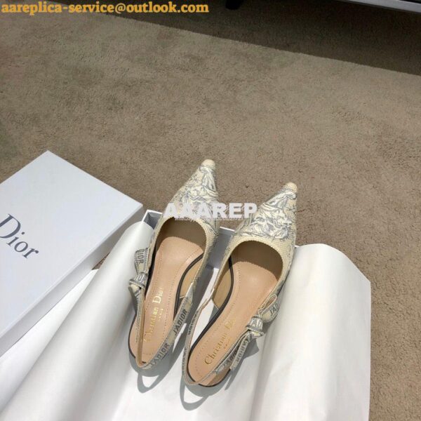 Replica Dior J'adior Slingback Grey Ecru Embroidered with Toile de Jou 5