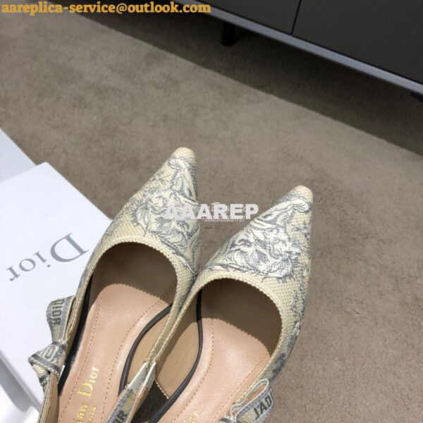 Replica Dior J'adior Slingback Grey Ecru Embroidered with Toile de Jou 7