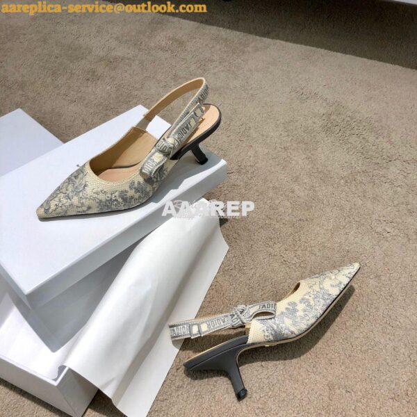 Replica Dior J'adior Slingback Grey Ecru Embroidered with Toile de Jou 8