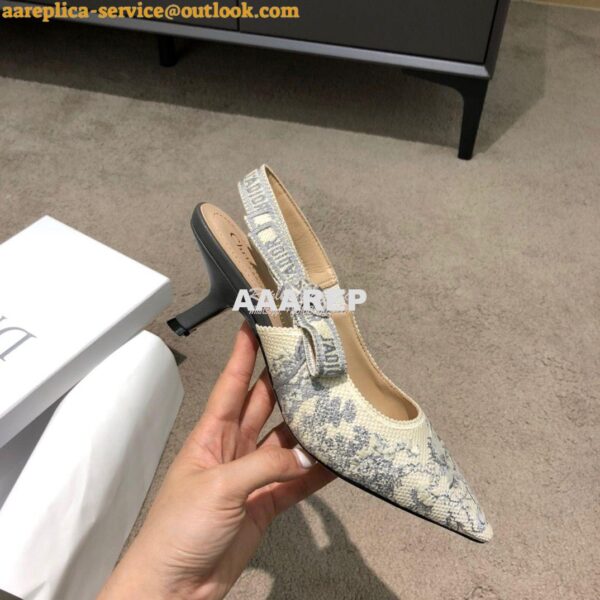 Replica Dior J'adior Slingback Grey Ecru Embroidered with Toile de Jou 9