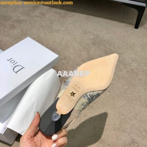 Replica Dior J'adior Slingback Grey Ecru Embroidered with Toile de Jou 11