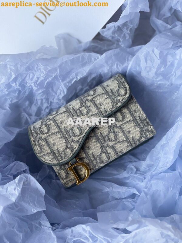 Replica Dior Saddle Flap Card Holder Gray Oblique Jacquard S5611 4