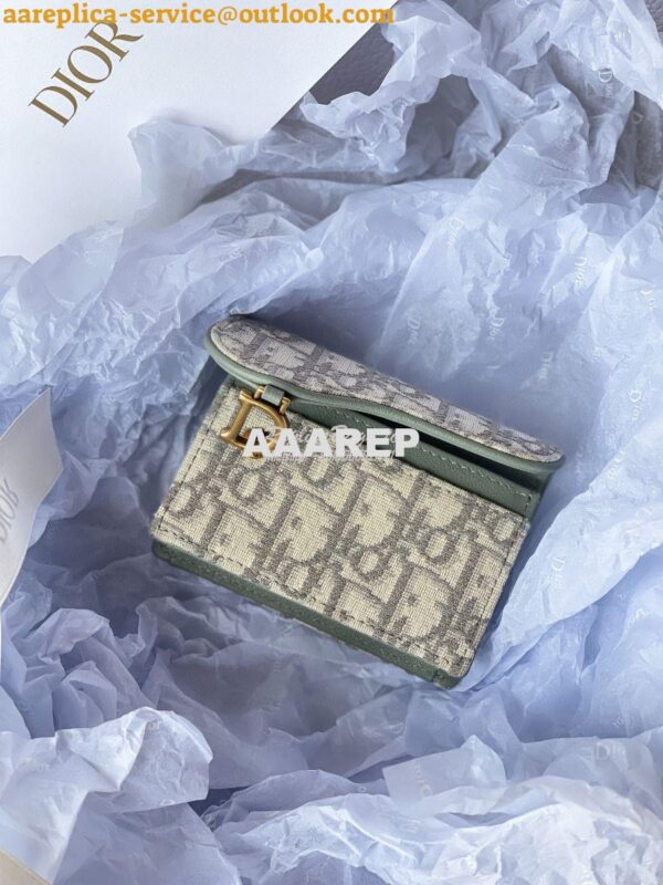 Replica Dior Saddle Flap Card Holder Gray Oblique Jacquard S5611 6