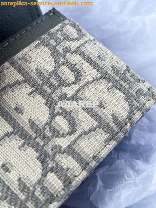 Replica Dior Saddle Flap Card Holder Gray Oblique Jacquard S5611 8