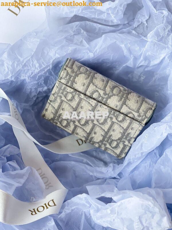 Replica Dior Saddle Flap Card Holder Gray Oblique Jacquard S5611 9