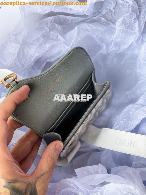 Replica Dior Saddle Flap Card Holder Gray Oblique Jacquard S5611 11