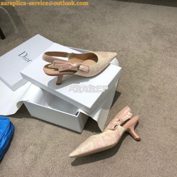 Replica Dior J'adior Slingback Pink Ecru Embroidered with Toile de Jou 4