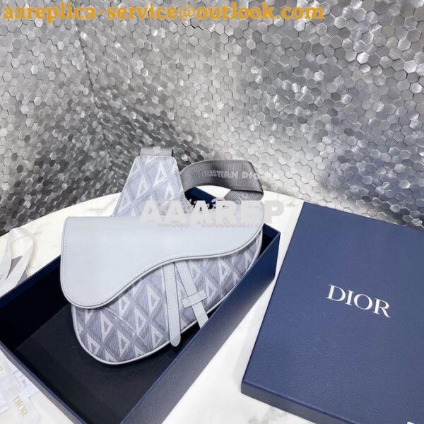 Replica Dior Saddle Gray CD Diamond Canvas and Smooth Calfskin 1ADPO09 3