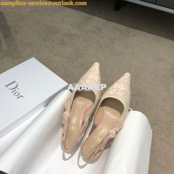 Replica Dior J'adior Slingback Pink Ecru Embroidered with Toile de Jou 5