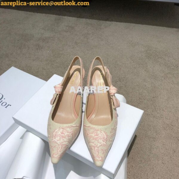 Replica Dior J'adior Slingback Pink Ecru Embroidered with Toile de Jou 6