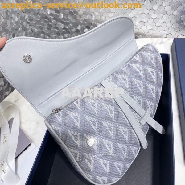 Replica Dior Saddle Gray CD Diamond Canvas and Smooth Calfskin 1ADPO09 9