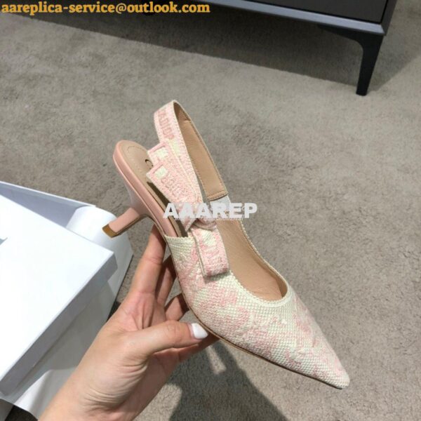 Replica Dior J'adior Slingback Pink Ecru Embroidered with Toile de Jou 9