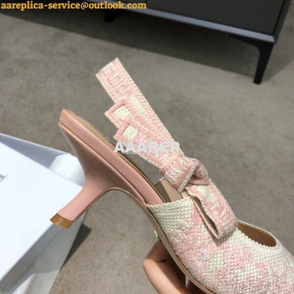 Replica Dior J'adior Slingback Pink Ecru Embroidered with Toile de Jou 10