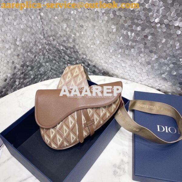 Replica Dior Saddle Natural CD Diamond Canvas and Smooth Calfskin 1ADP 3