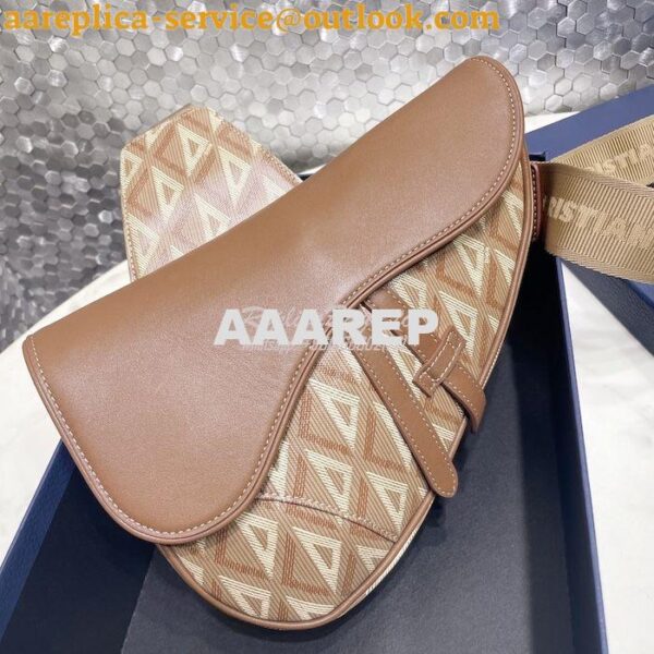 Replica Dior Saddle Natural CD Diamond Canvas and Smooth Calfskin 1ADP 4