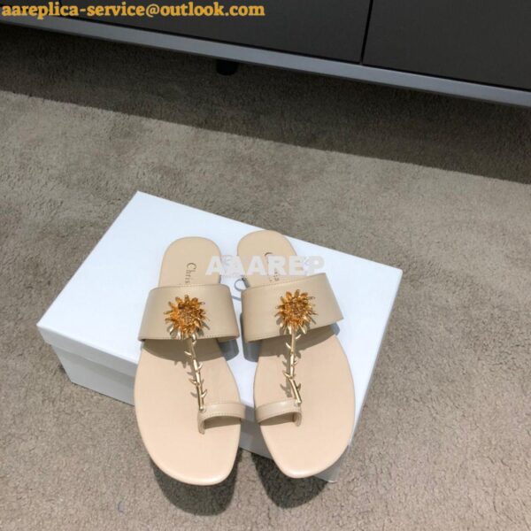 Replica Dior Jardin Thong Sandal KCQ417 Calfskin Beige 4