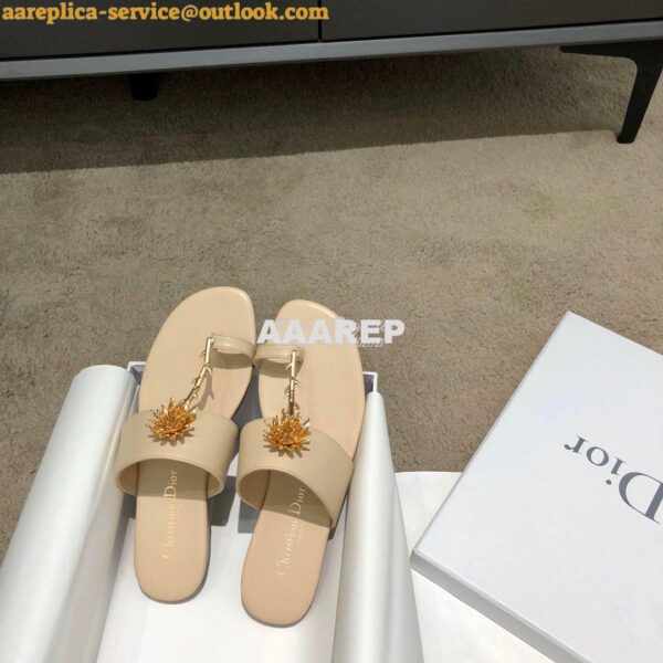 Replica Dior Jardin Thong Sandal KCQ417 Calfskin Beige 6