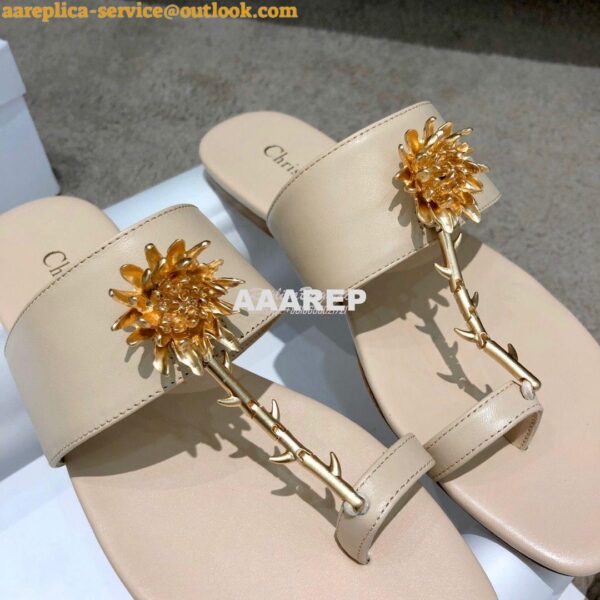 Replica Dior Jardin Thong Sandal KCQ417 Calfskin Beige 8