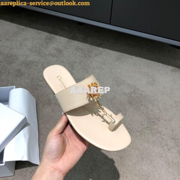 Replica Dior Jardin Thong Sandal KCQ417 Calfskin Beige 9