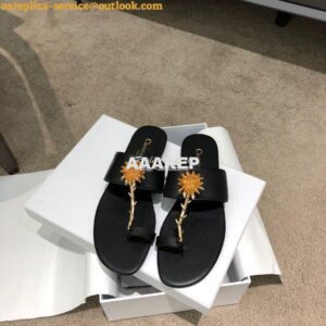 Replica Dior Jardin Thong Sandal KCQ417 Calfskin Black 2